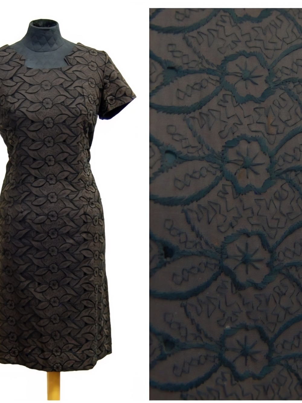 Vintage 1960s Embroidered Wiggle Dress